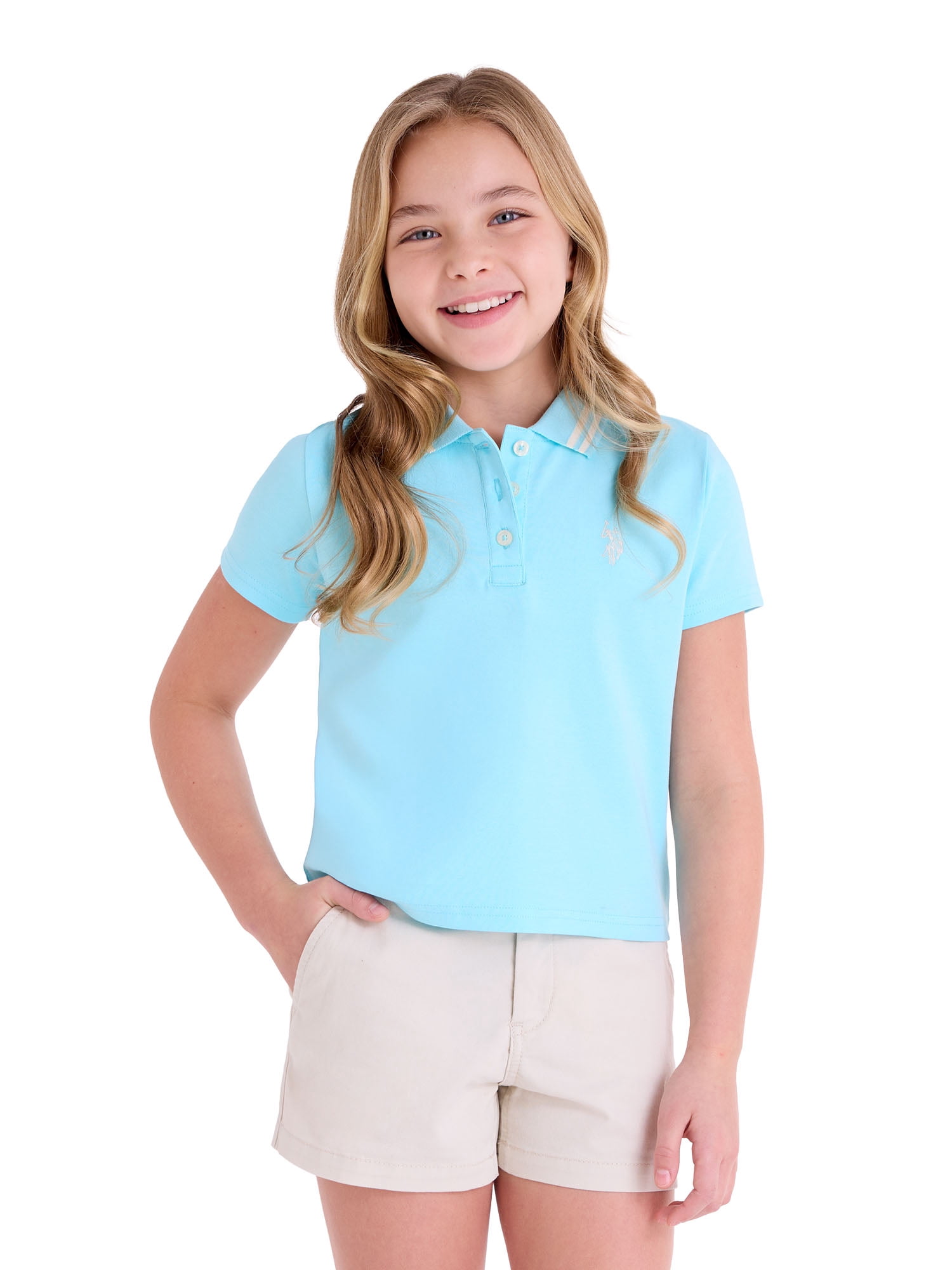U.S. Polo Assn. Girls Short Sleeve Polo Shirt, Sizes 4-18