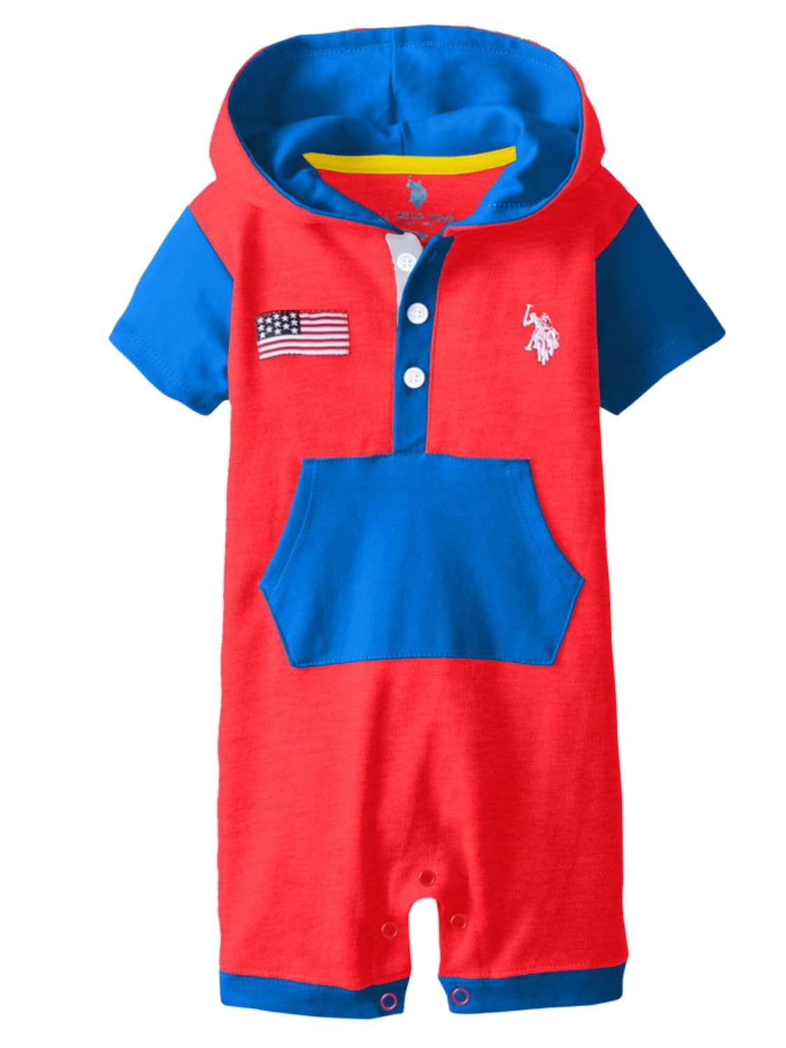 Polo Infant Boys US Flag Hooded Romper 3-6m
