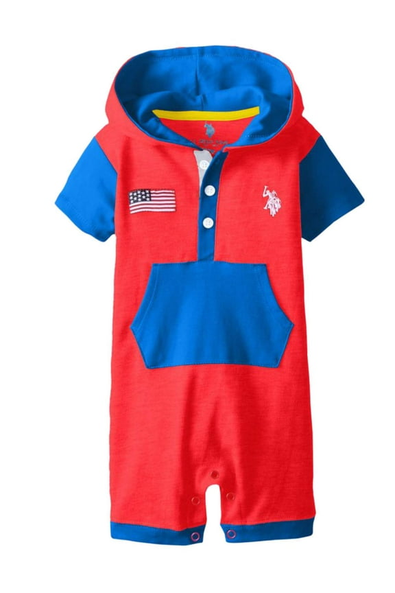 Infant Boys US Flag Hooded Romper 6-9m