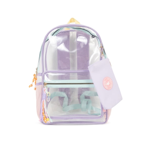 U.S. Polo Assn. Unisex Kid's 18" Clear Backpack, Lavender