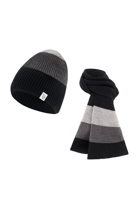 Knit Logo Cuffed Hat And Solid Scarf Set