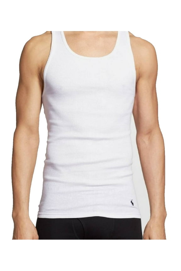 U.S Polo Assn. Men's 3 Pack 100% Cotton Ribbed Tank Tops Undershirt White, Size LARGE