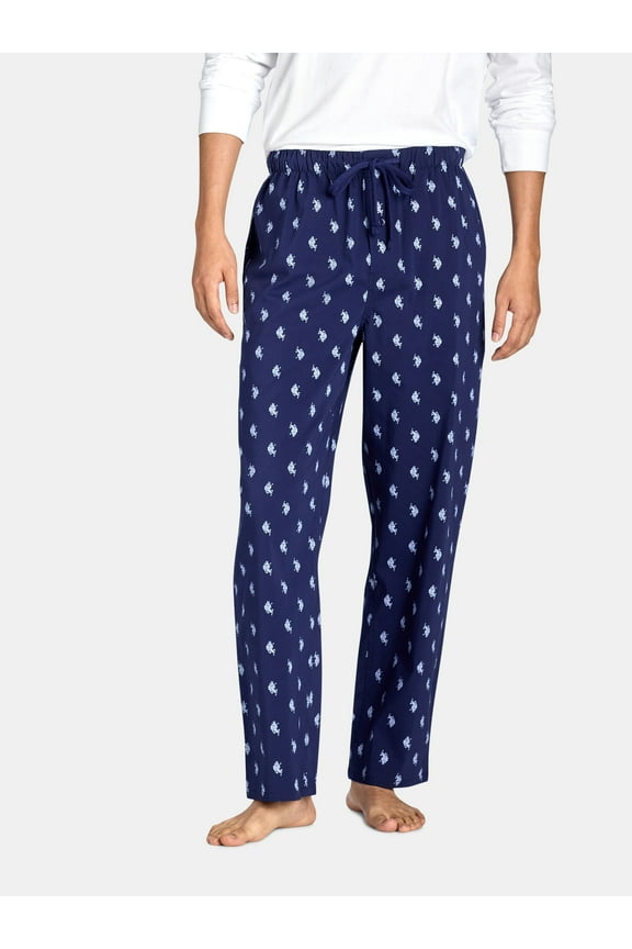 Men’s Allover Plaid Pattern Polyester Lounge Pajama Pants Male XL, Medieval Blue