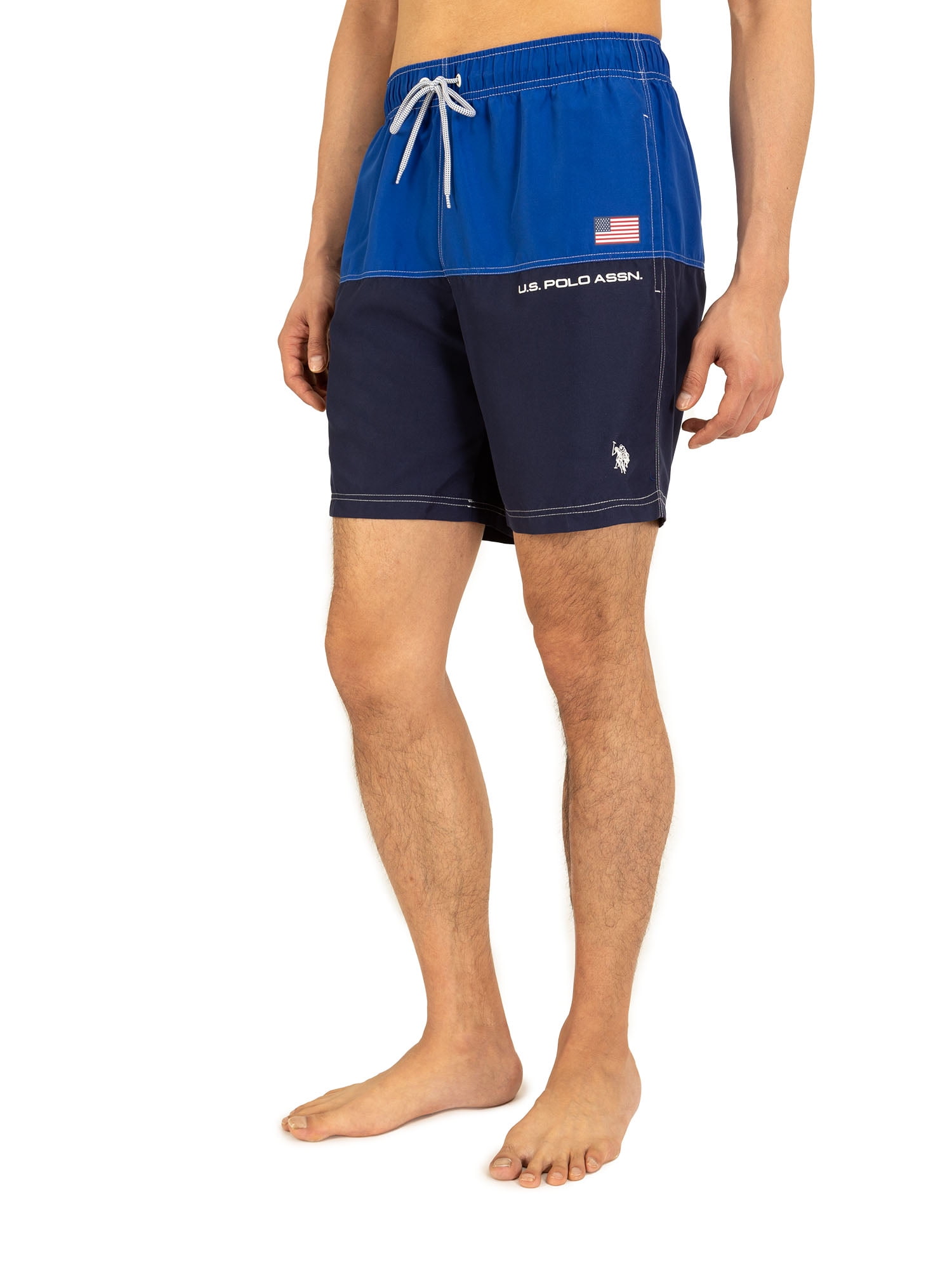 U.S. Polo Assn. Men's & Big Men's Color Block Swim Trunks with UPF50+, 7" Inseam, Sizes S-3XL