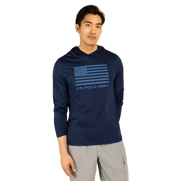 U.S. Polo Assn. Men's & Big Men's Tonal Flag Hooded Sun Shirt, Sizes S-3XL