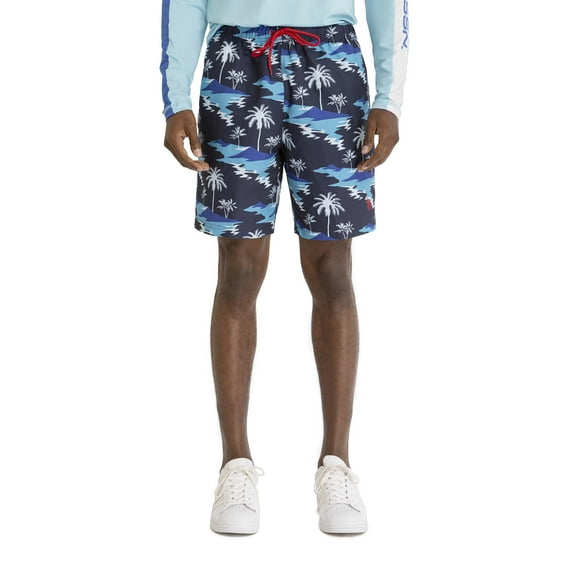 U.S. Polo Assn. Men's & Big Men's Tropical Printed Swim Trunks with UPF50+, 7" Inseam, Sizes S-3XL