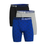 U.S. Polo Assn. Underwear Mens Cotton Stretch Mid Leg Boxer Briefs Underwear, 3-Pack