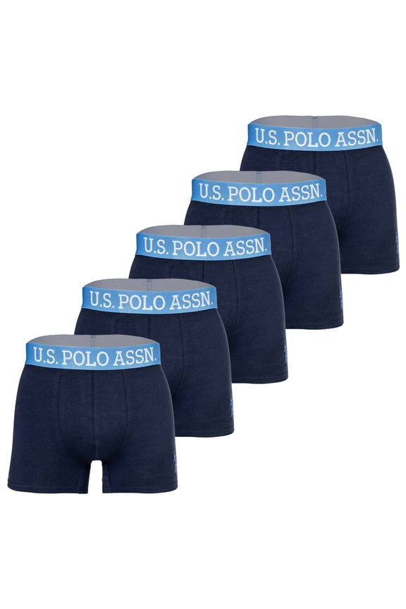 Men's Boxer Shorts, 5-Pack - Trunks, Logo, Stretch Cotton Blue M (Medium)