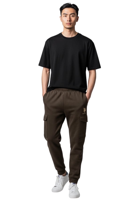 Men's Cargo Jogger Sweatpants, Brown Maple, Small