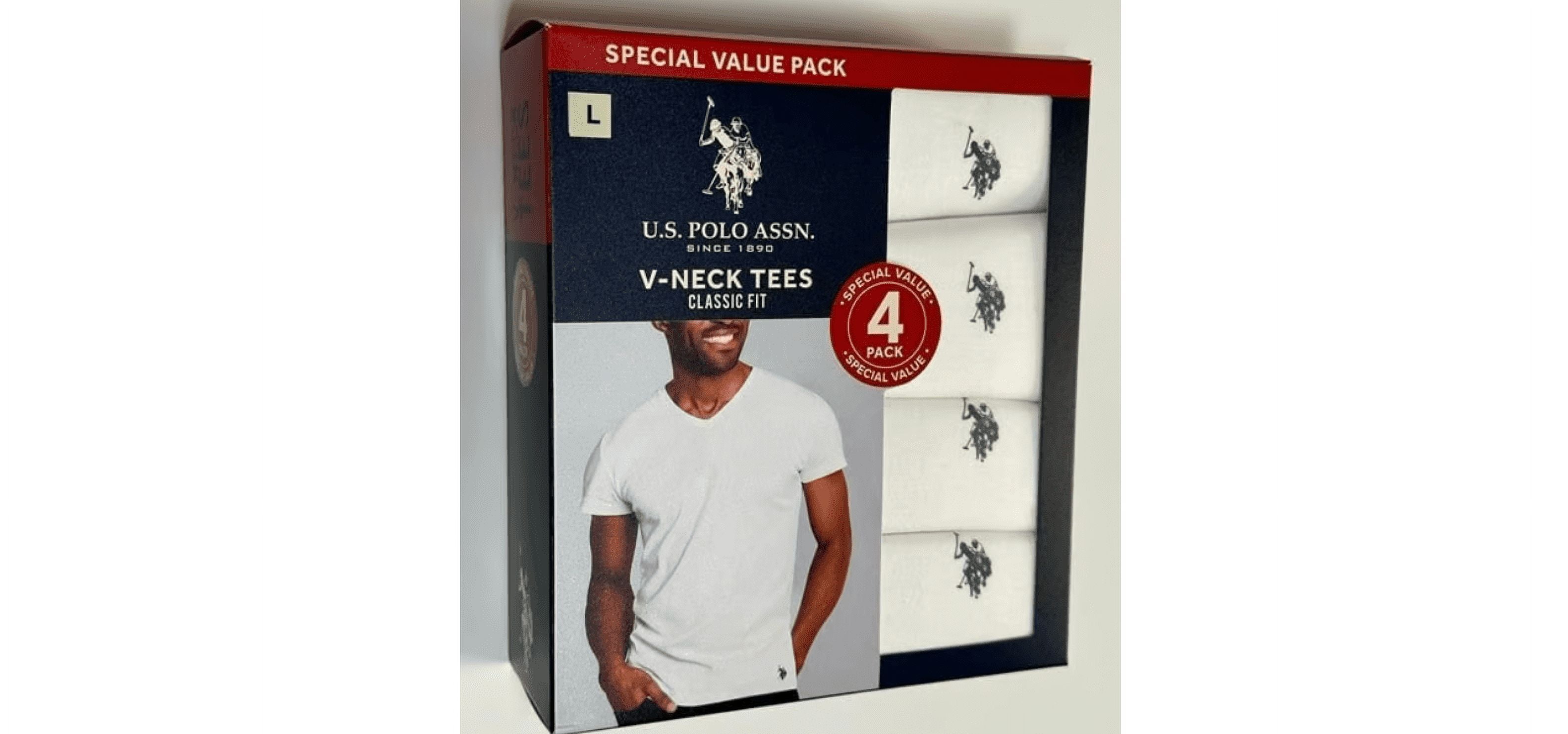 Polo Men's Classic Fit Pack V Neck T-Shirt White