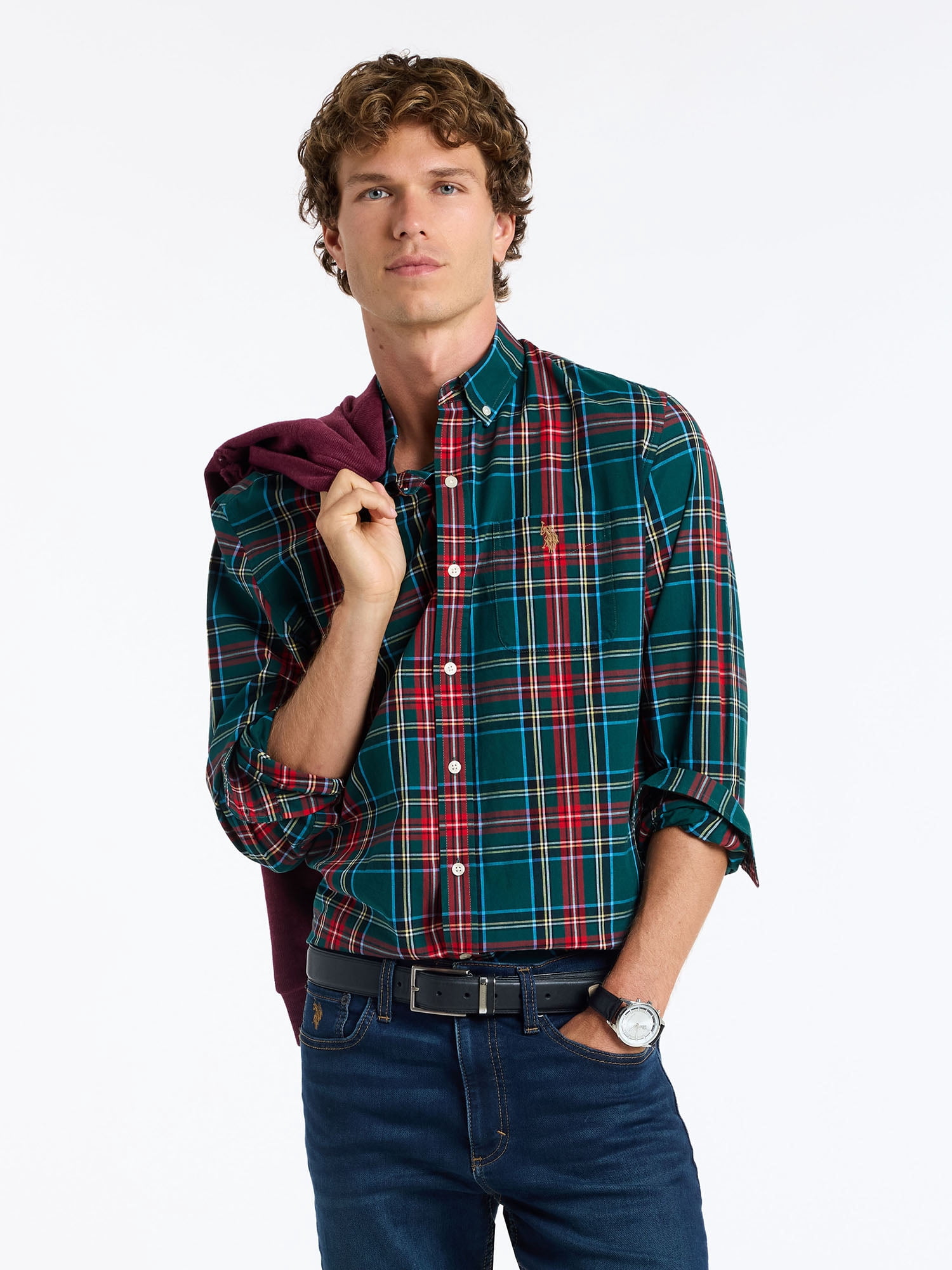 U.S. Polo Assn. Men's Classic Holiday Plaid Button-Down Shirt