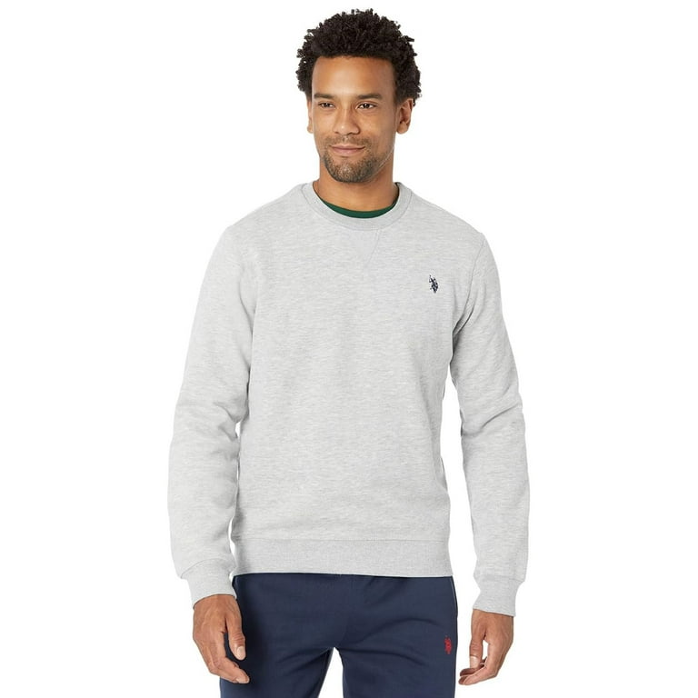 U.S. Polo Assn. Men s Classic Solid Crew Neck Sweatshirt Heather Light Grey Small Walmart