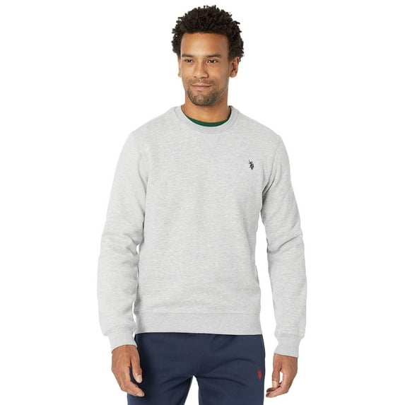 U.S. Polo Assn. Men's Classic Solid Crew Neck Sweatshirt, Heather Light Grey, Small