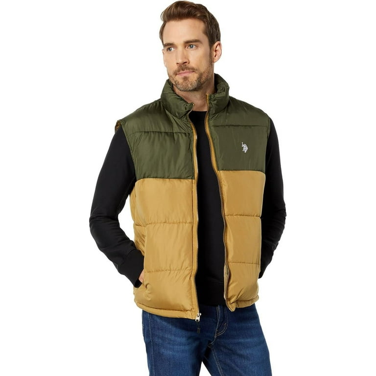 U.S. Polo Assn. Men s Colorblock Puffer Vest Coyote Brown Medium