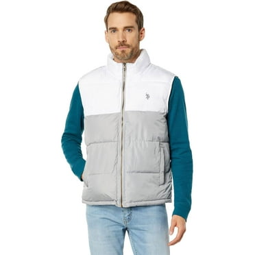 U.S. Polo Assn. Men's Colorblock Puffer Vest, Vapor Grey, Small