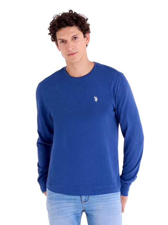 Men's Cotton Crewneck Tee with Long Sleeves, Sizes XS-3XL