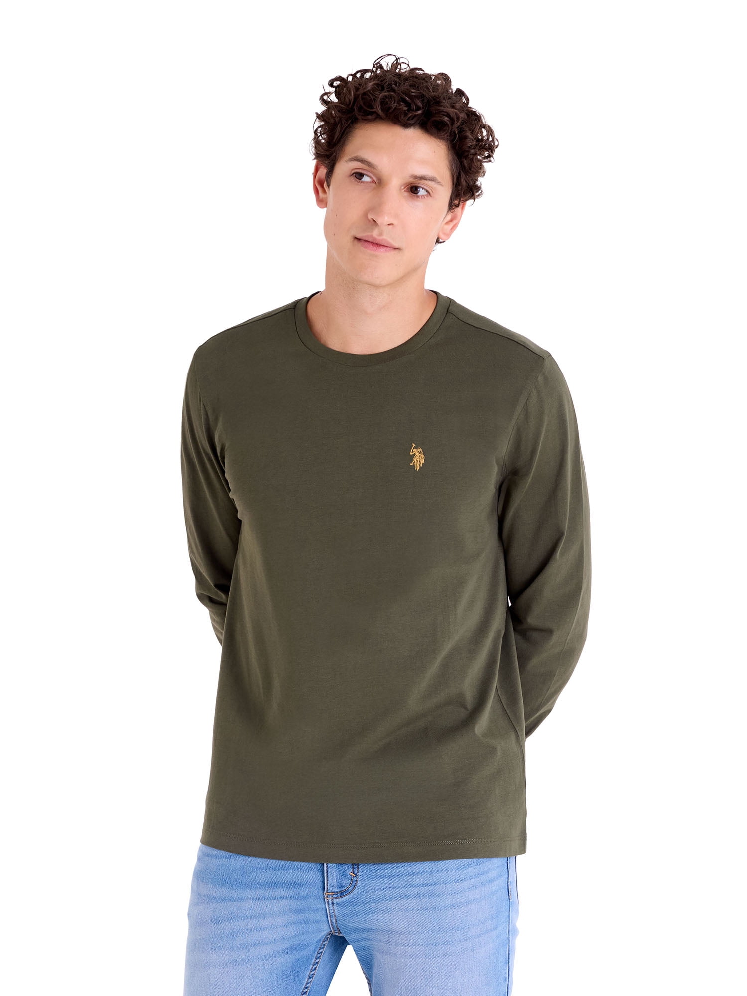 U.S. Polo Assn. Men's Cotton Crewneck Tee with Long Sleeves, Sizes XS-3XL