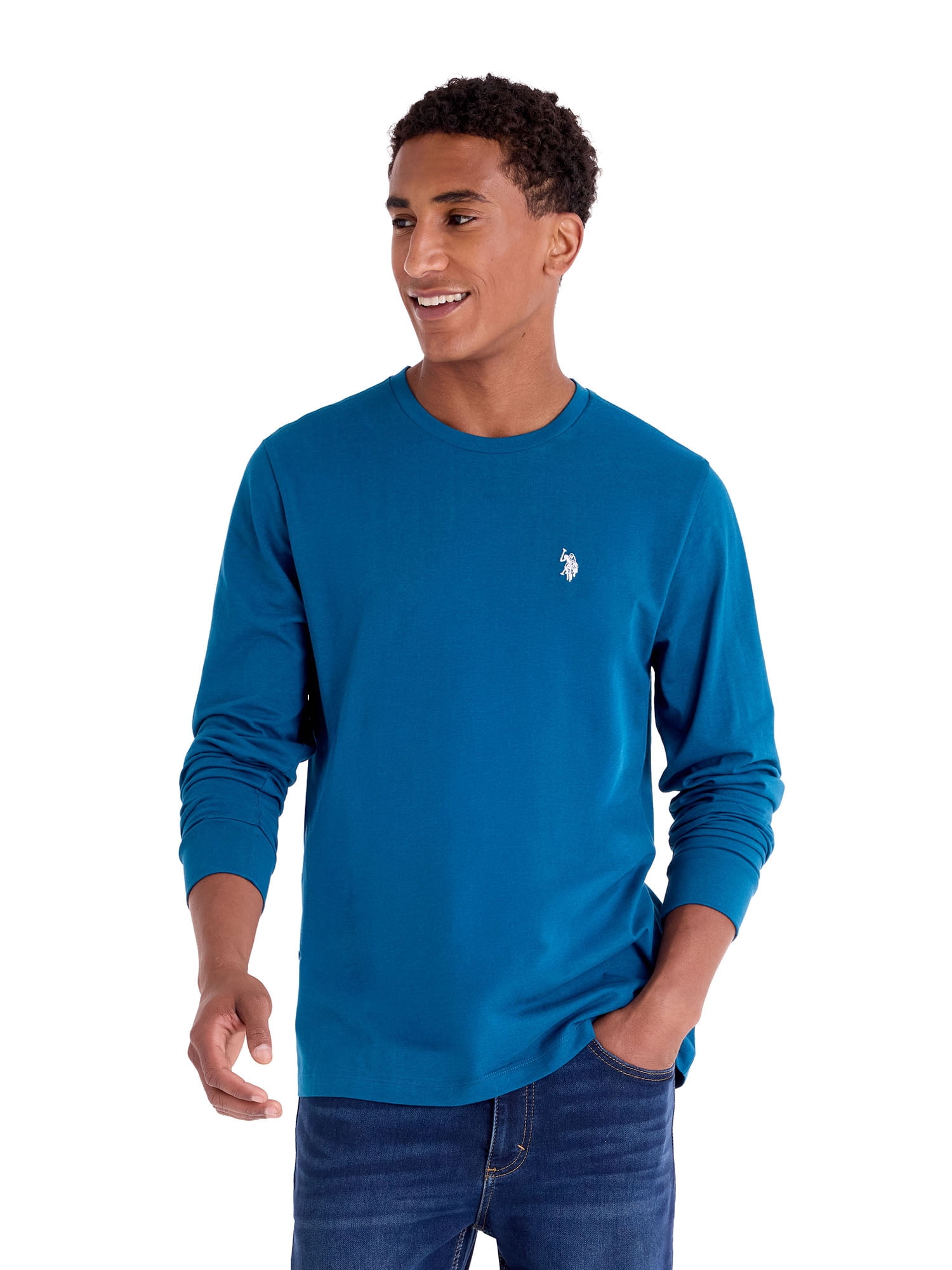 U.S. Polo Assn. Men's Cotton Crewneck Tee with Long Sleeves, Sizes XS-3XL