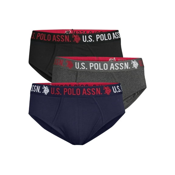U.S. Polo Assn. Underwear Men’s Cotton Stretch Briefs, 3-Pack