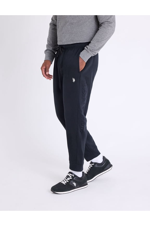 Men's Embossed Logo Jogger Sweatpants, Black, Small