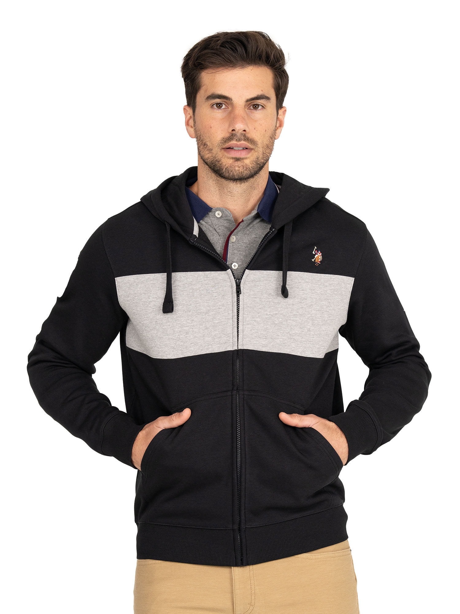 U.S. Polo Assn. Men's Fleece Colorblock Hoodie - Walmart.com