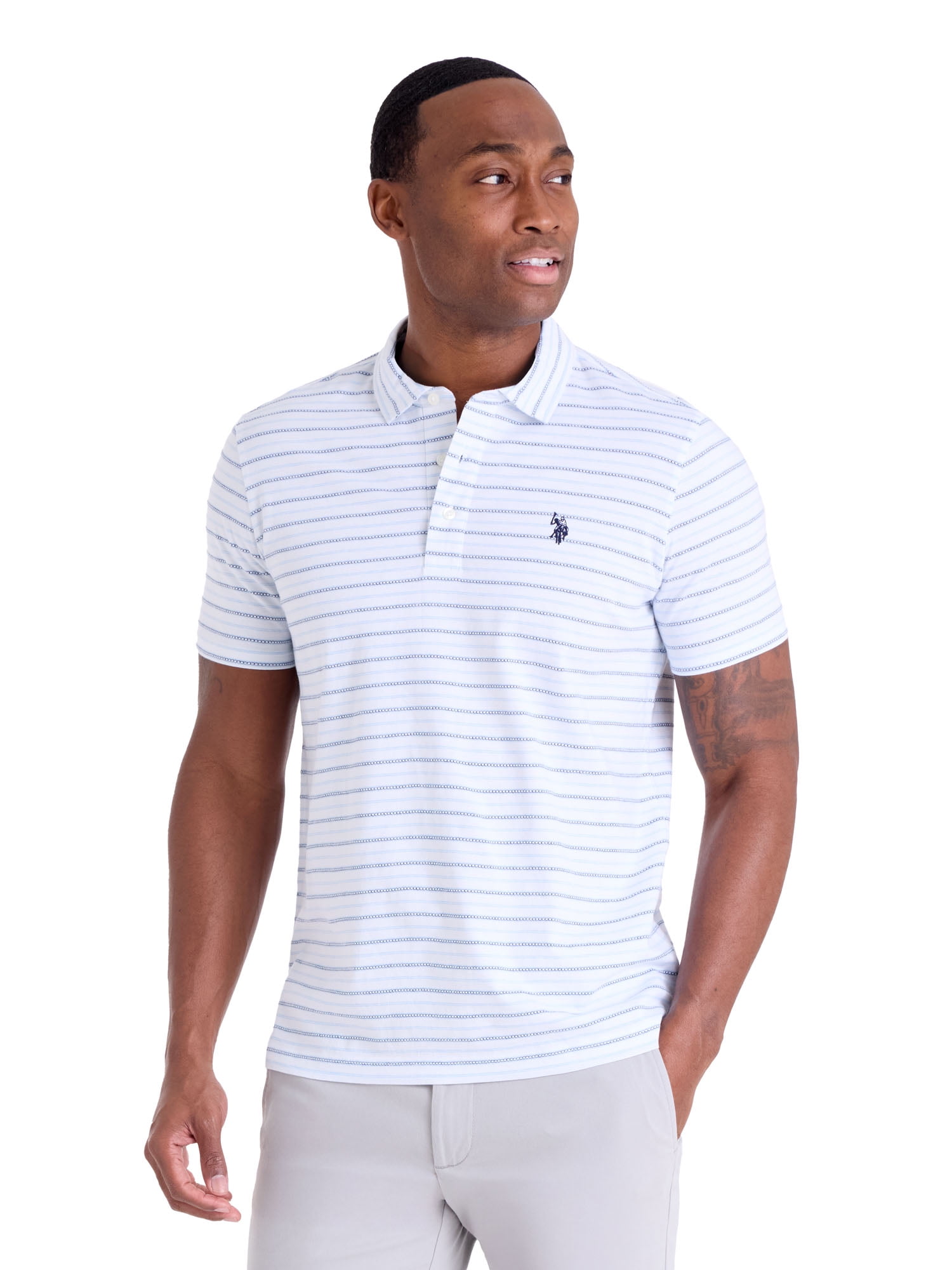 U.S. Polo Assn. Men's Textured Stripe Polo Shirt