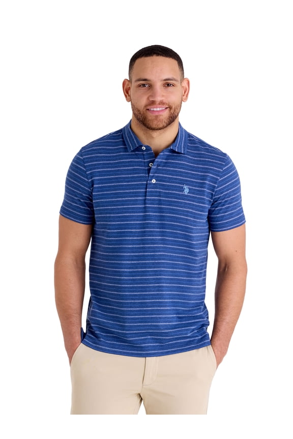 Men's Textured Stripe Polo Shirt