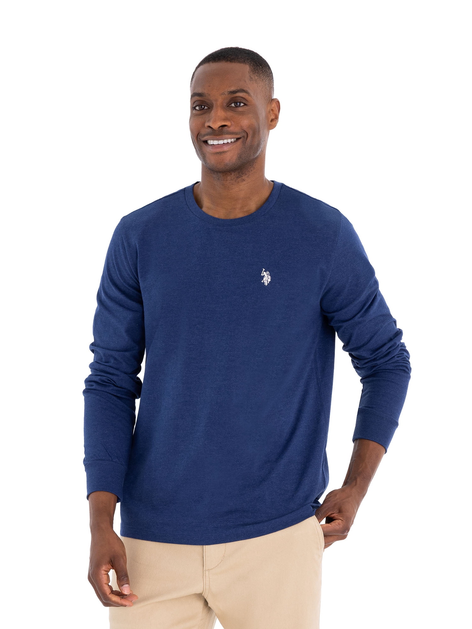 U.S. Polo Assn. Men's Cotton Crewneck Tee with Long Sleeves, Sizes S-XL