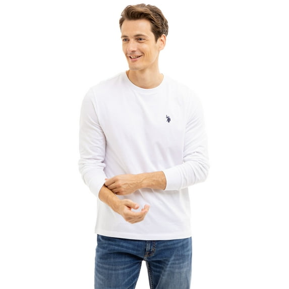 U.S. Polo Assn. Men's Cotton Crewneck Tee with Long Sleeves, Sizes S-XL