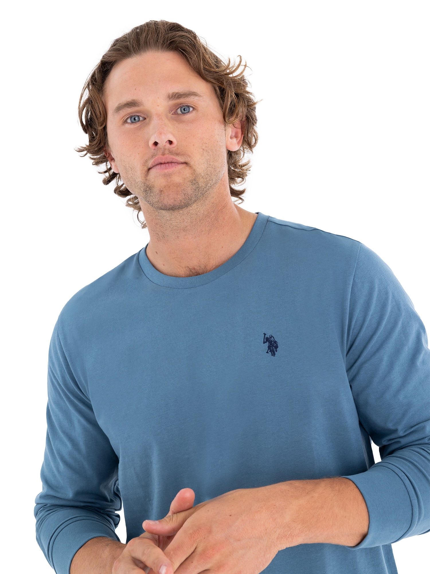 U.S. Polo Assn. Men's Cotton Crewneck Tee with Long Sleeves, Sizes S-XL