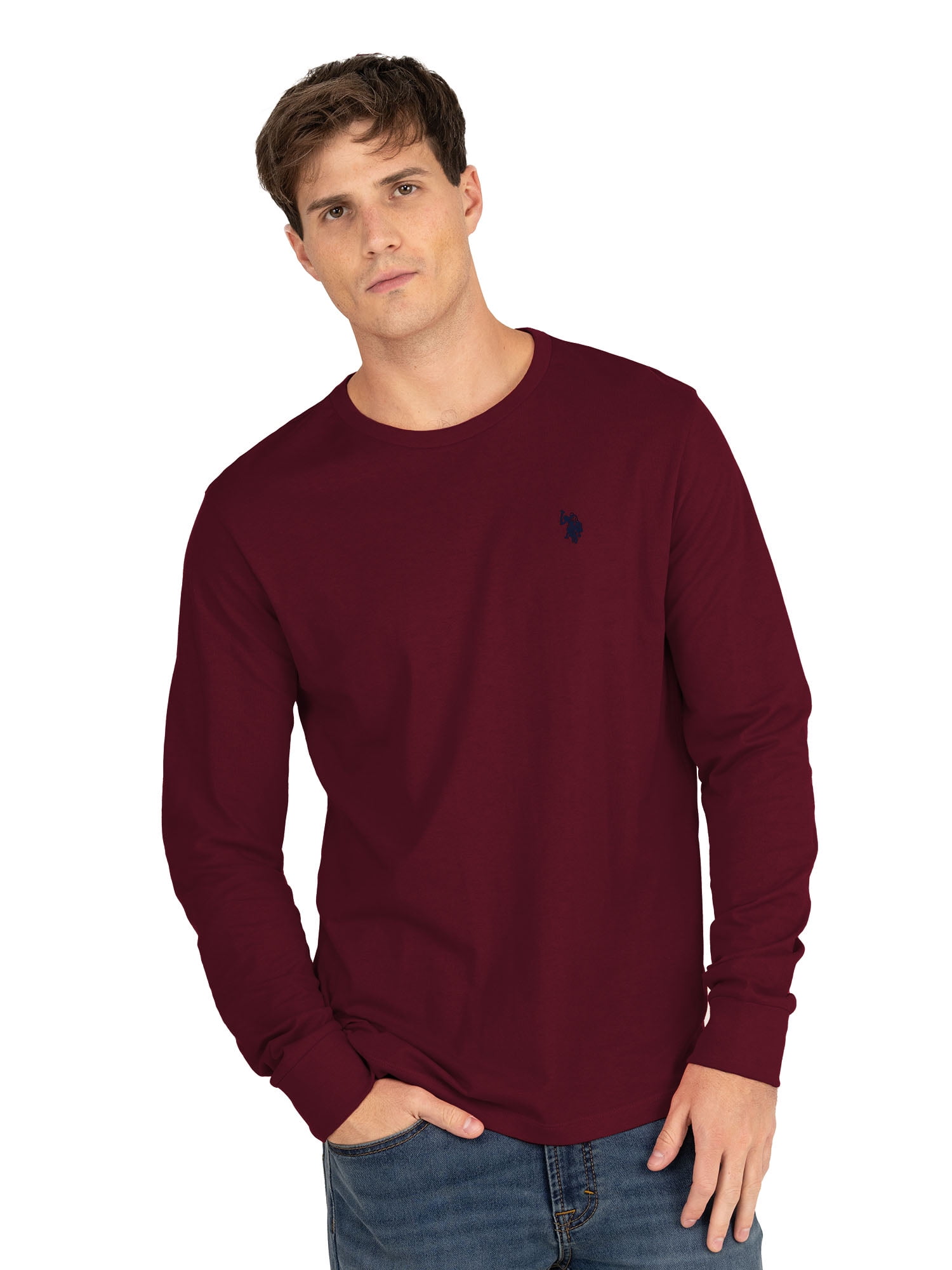 U.S. Polo Assn. Men's Cotton Crewneck Tee with Long Sleeves, Sizes XS-3XL