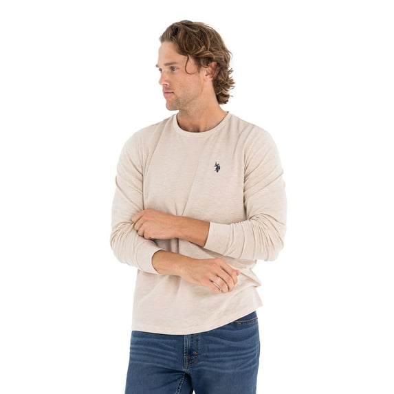 U.S. Polo Assn. Men's Cotton Crewneck Tee with Long Sleeves, Sizes S-XL