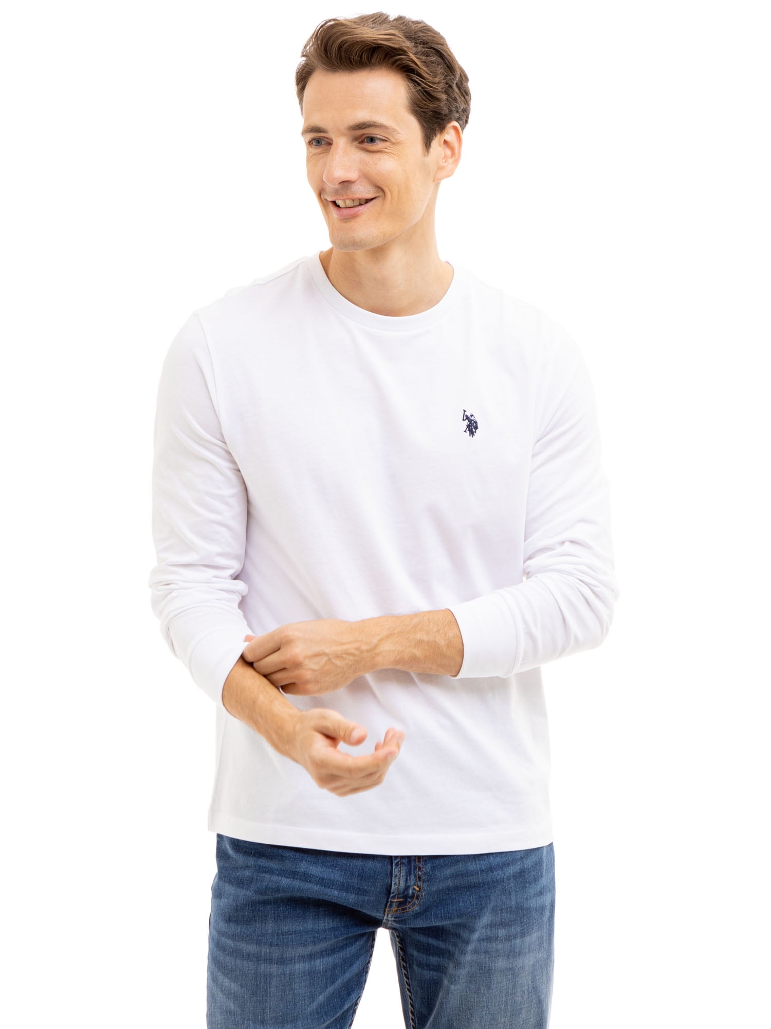 U.S. Polo Assn. Men's Cotton Crewneck Tee with Long Sleeves, Sizes XS-3XL