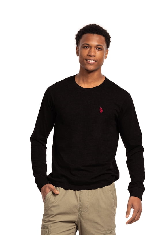 Men's Cotton Crewneck Tee with Long Sleeves, Sizes S-XL