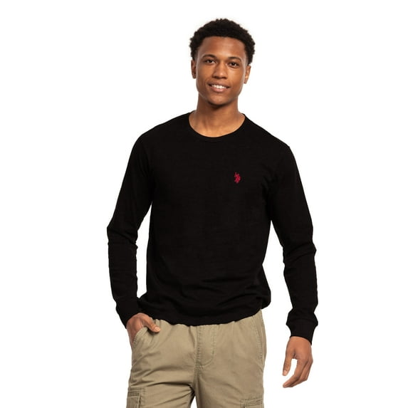 U.S. Polo Assn. Men's Cotton Crewneck Tee with Long Sleeves, Sizes S-XL