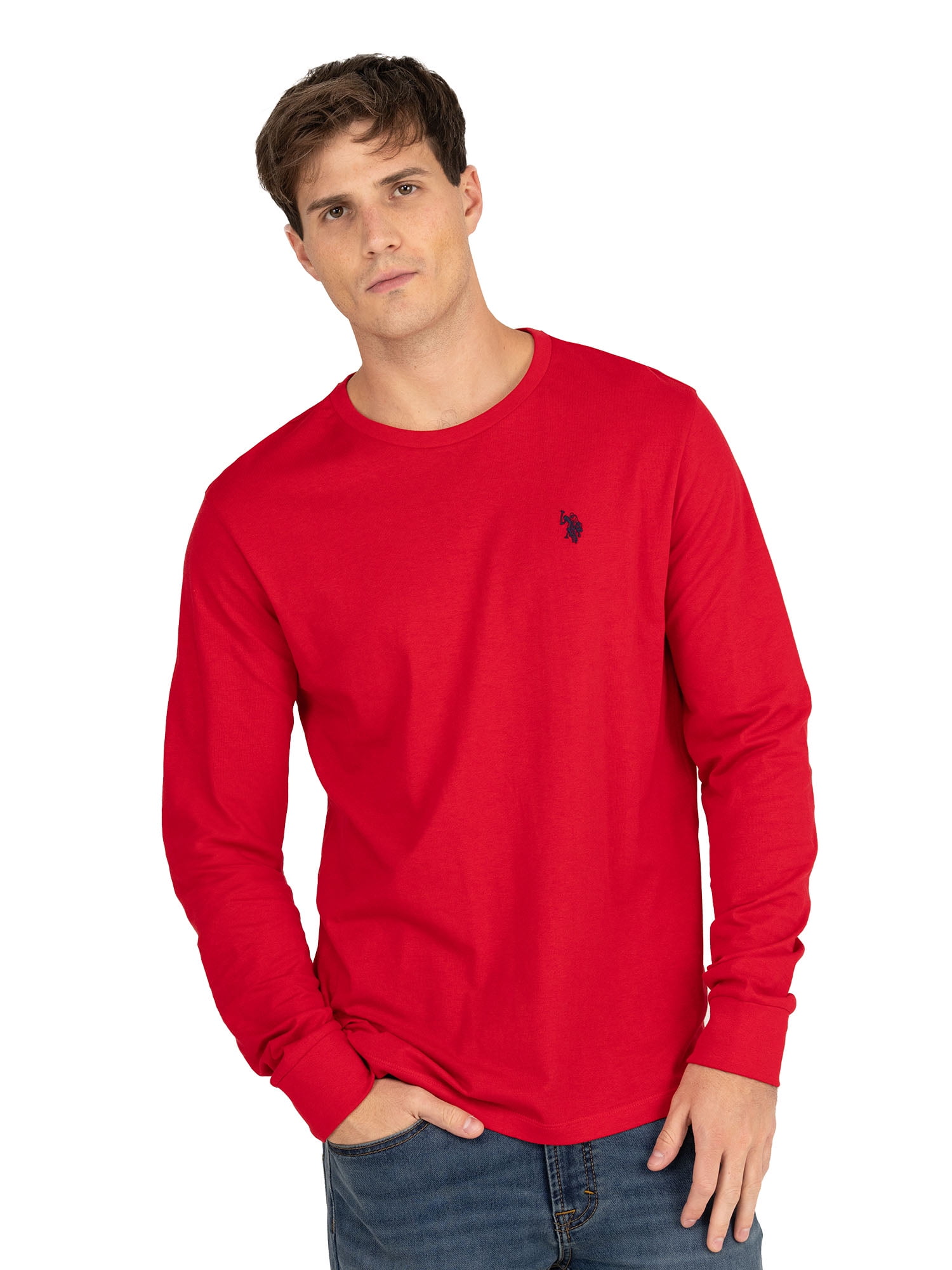 U.S. Polo Assn. Men's Cotton Crewneck Tee with Long Sleeves, Sizes XS-3XL
