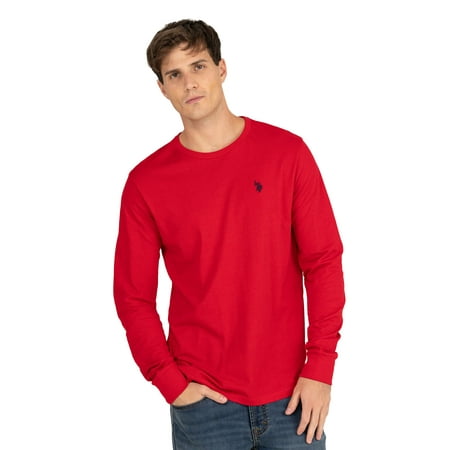 U.S. Polo Assn. Men's Cotton Crewneck Tee with Long Sleeves, Sizes XS-3XL
