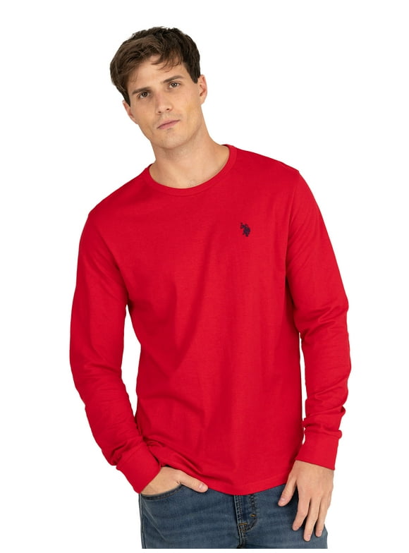 Men's Cotton Crewneck Tee with Long Sleeves, Sizes S-XL