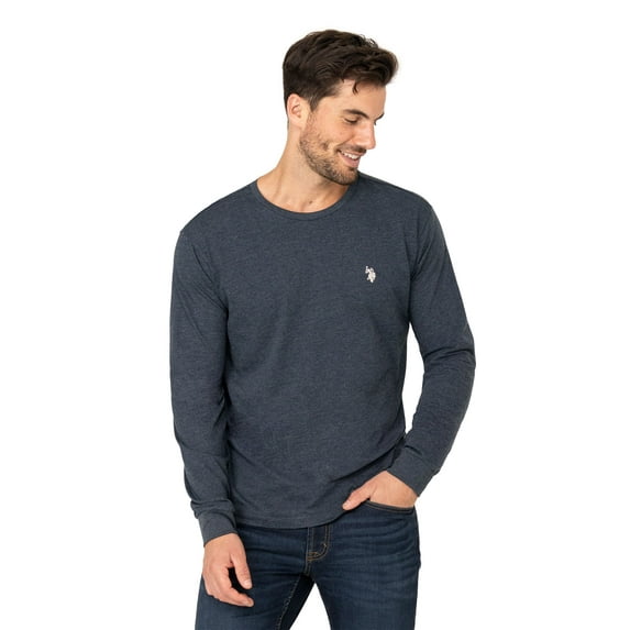 U.S. Polo Assn. Men's Cotton Crewneck Tee with Long Sleeves, Sizes S-XL