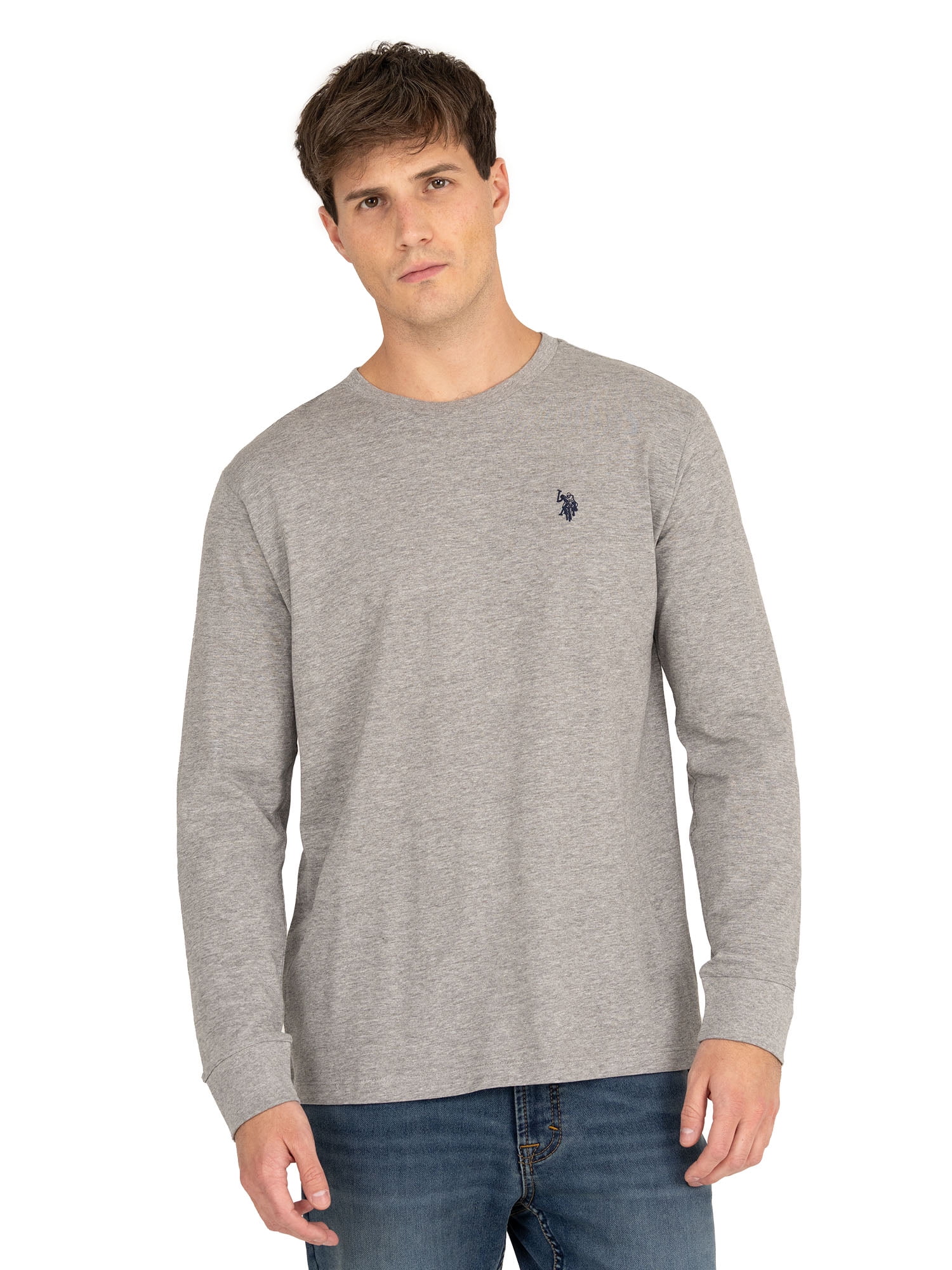 U.S. Polo Assn. Men's Cotton Crewneck Tee with Long Sleeves, Sizes XS-3XL