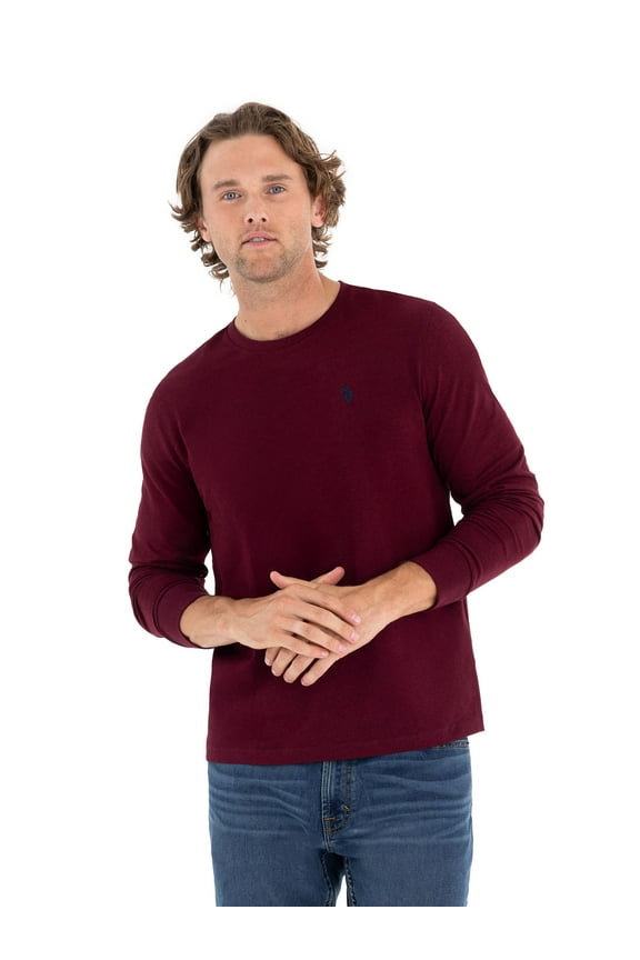 Men's Cotton Crewneck Tee with Long Sleeves, Sizes S-XL