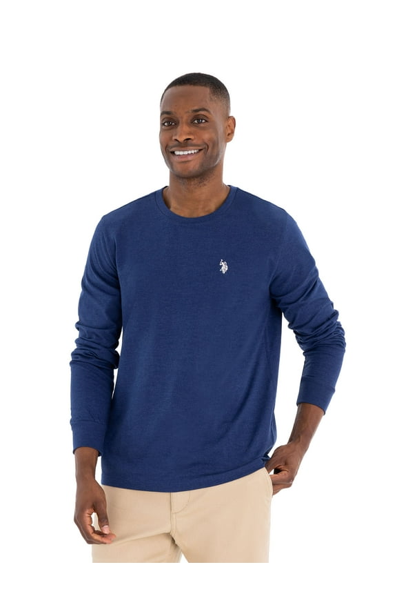 Men's Cotton Crewneck Tee with Long Sleeves, Sizes S-XL