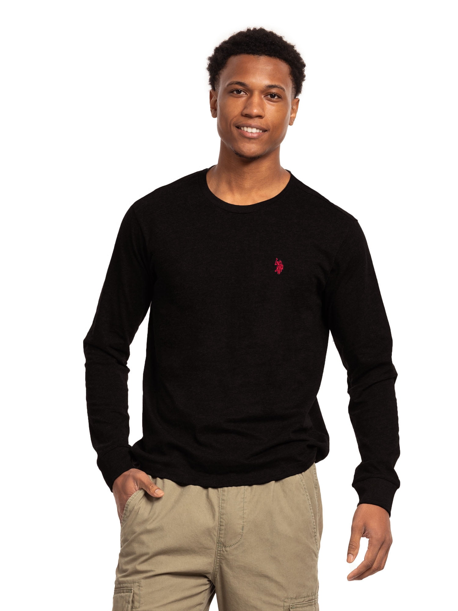 U.S. Polo Assn. Men's Cotton Crewneck Tee with Long Sleeves, Sizes XS-3XL