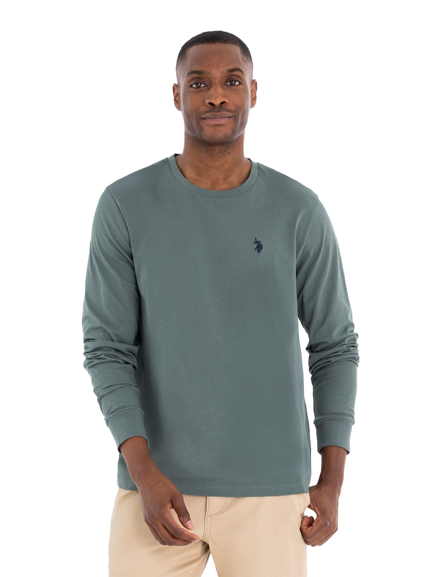 U.S. Polo Assn. Men's Cotton Crewneck Tee with Long Sleeves, Sizes S-XL