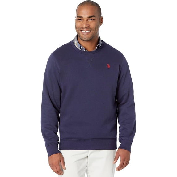 U.S. Polo Assn. Men's Long Sleeve Popover Crew Neck Fleece Sweatshirt CLNV-S
