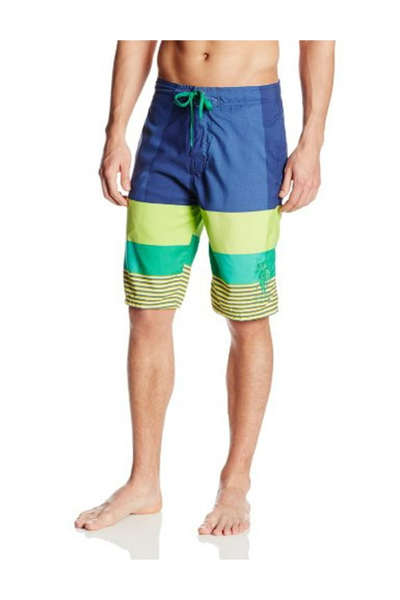 Men's Multi Plaid Board Short, Green, Medium