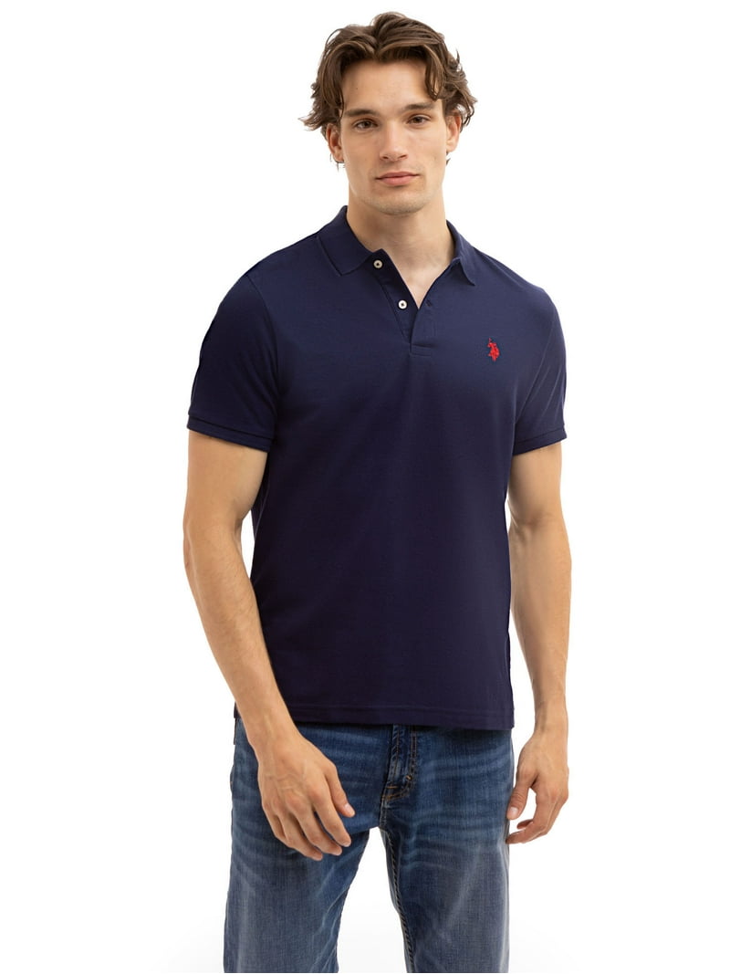【最終値下げ】Polo Shirt US Size L Navy Blue U.S. Polo Assn. Men's Performance Pique Polo Shirt, Soft Cotton