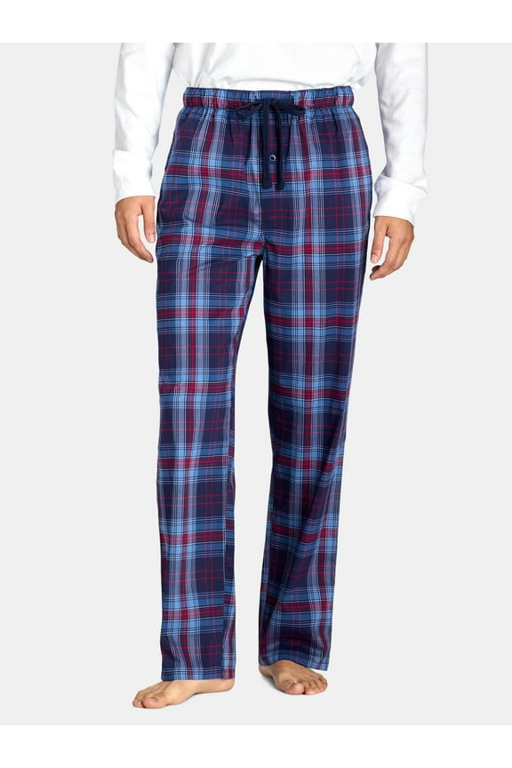 Men’s Plaid Polyester Lounge Pajama Pants, Coronet Blue