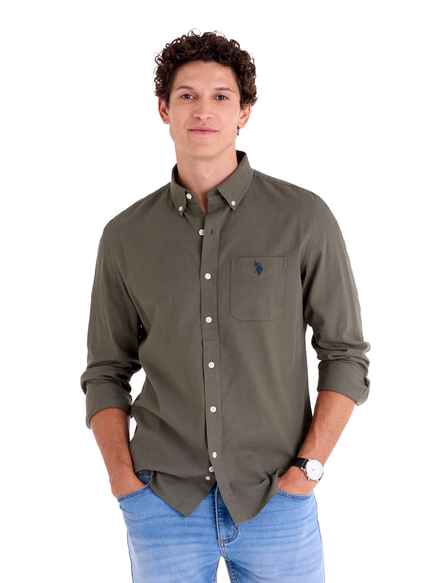 U.S. Polo Assn. Men's Poplin Long Sleeve Button-Down Shirts