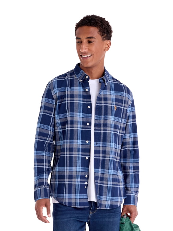 Men's Poplin Long Sleeve Button-Down Shirts